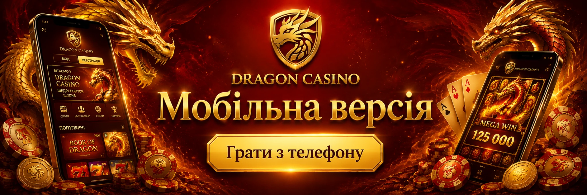Мобільна версія Drakon Casino для смартфона